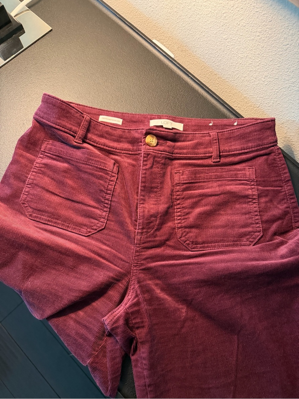 LOFT High Rise Corduroy Jeans in Plum